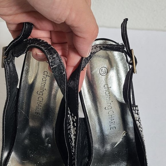 Charming Charlie studded Platform Black heels,SZ 5.5 - Picture 3 of 9